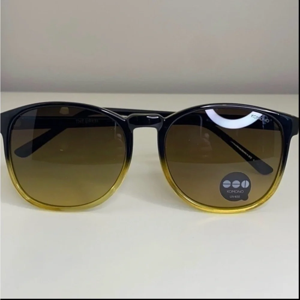Komono Black Gold Sunglasses NEW Ombré UV400 Urkel Ecpressionist